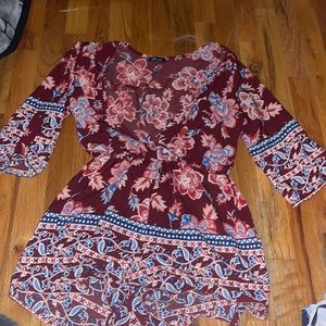 Maroon floral romper size medium